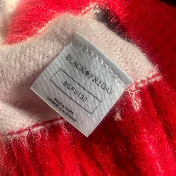 Modcloth Black Friday "Just For Contrast" Cardigan Size S in Pink, Red and Black - Picture 7 of 10